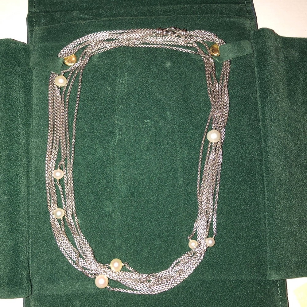 4 Row David Yurman Chain And Pearl Necklace